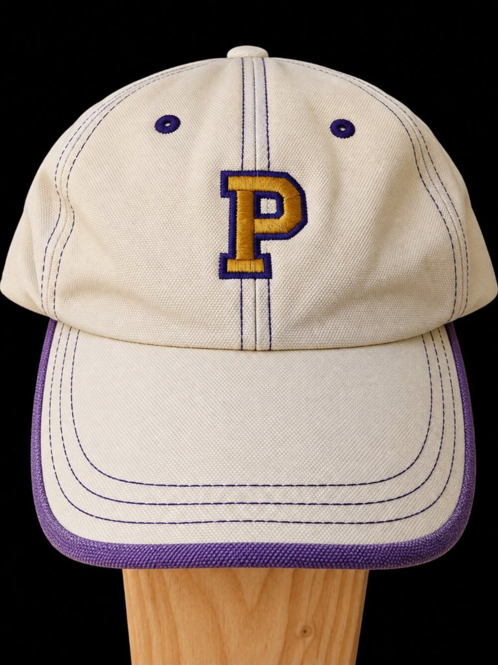 ADAMS New York Paris Milan P Embroidered Cotton Baseball Cap Purple Gold